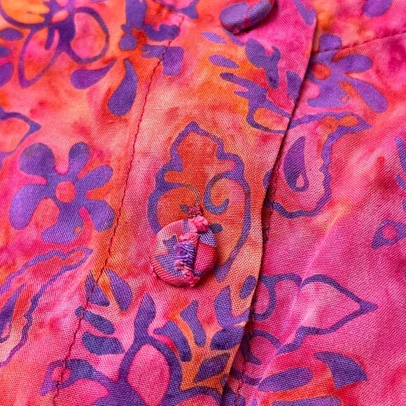 Eagle Ray Traders Pink Batik Print Sleeveless Fairy Button Front Dress Women's M - Picture 10 of 11